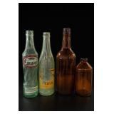 4 Vintage Grapette & Royal Crown Soda Bottles