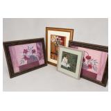 Set of 4 Framed Floral & Figurative Artwork