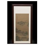Chinese Landscape Hanging Scroll With Inscription