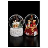 Christmas Snow Globe Pair, Christmas Tree & Bears