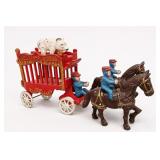 Cast Iron Overland Circus Wagon Toy With Horses