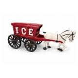 Cast Iron Horse-Drawn ICE Wagon Carriage