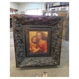 Framed Madonna And Child Print With Ornate Frame