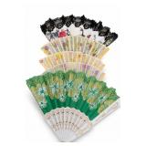 Folding Hand Fan Set, Floral & Lace Designs