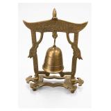 Brass Asian Temple Bell With Dragon Stand