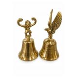 Solid Brass Eagle & Figure Hand Bell Pair