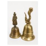Brass Figural Bell Pair, One Made In Japan