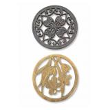 Set Of Two Metal Trivets, Floral Designs