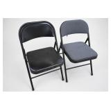 Pair of Black Metal Folding Chairs