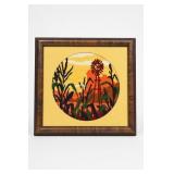 Framed Windmill Needlework Embroidery Picture