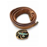 Tony Lama Leather Belt, Size 42, Eagle Buckle
