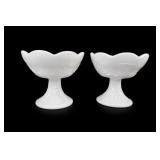Pair Indiana Colony Milk Glass Grape Candlesticks