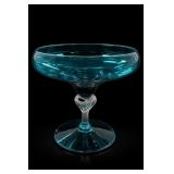 Empoli Glass Teal Pedestal Compote