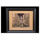 Franz Herbelot Paris Street Scene Watercolor Print