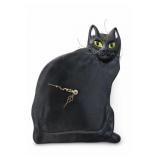 Black Cat Novelty Wall Clock Plaster Signed