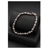 Sterling Silver Oval Bead Link Bracelet