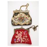Vintage Tapestry & Embroidered Purses, 2pc