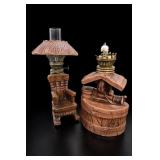 Pair of Small Vintage Oil Lamps 1 With Shade