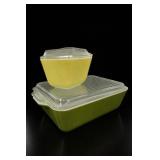 Vintage PYREX Verde Covered Dish Set
