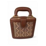 Vintage Woven Box Handbag With Shoulder Strap