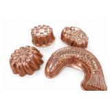 Vintage Copper Baking Mold Set, 4-Piece