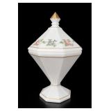 Westmoreland Milk Glass Floral Covered Candy Dish
