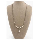 Rhinestone Pearl Drop Necklace