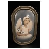 Framed Angel Portrait Under Bubble Glass