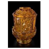 Indiana Glass Stars & Bars Amber Fairy Lamp
