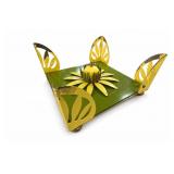 Vintage Green & Yellow Metal Napkin Holder