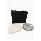Three Beaded Evening Bags Black White & Silver