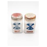 Hazel Atlas Windmill Milk Glass Salt & Pepper Set
