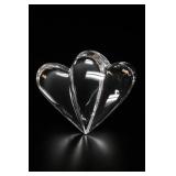 Baccarat Crystal Double Heart Paperweight