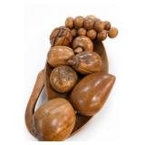 Vintage Wooden Carved Fruit Display Tray