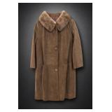 Vintage Suede Coat With Mink Fur Collar