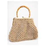 Macrame Handbag With Bamboo Handle