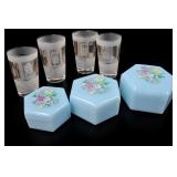 Vintage Floral Hexagonal Trinket Box Set of 3