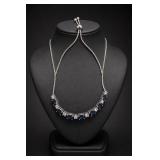 Blue Gemstone Bracelet With Slider Chain