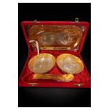 Silver & Gold Plated Bowl Set With Tray & Spoon