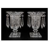 Heisey Ipswich Crystal Candlestick Vases, Pair