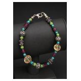 Sterling Silver Multicolor Beaded Bracelet