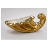 Gold-Tone Ceramic Shell Cornucopia Planter