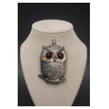 Sterling Silver Owl Pendant 19.6g