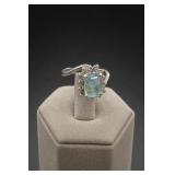 18K HGE Blue Stone Cocktail Ring Size 7
