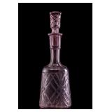 Cranberry Cut Glass Decanter With Stopper