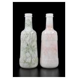 Hazel Atlas Milk Glass String Drizzle Bottles, 2