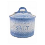 Blue & White Salt Crock With Lid