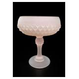 Indiana Glass Diamond Point Pink Satin Compote
