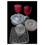 Mixed Pink And Clear Glassware Lot