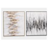 Pair Of Abstract Framed Canvas Wall Art